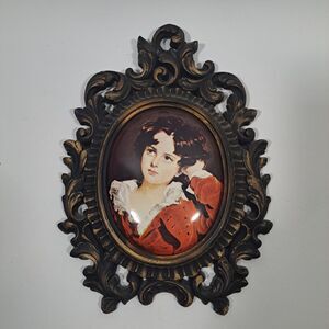 VTG The Red Boy Ornate Plastic Oval Frame Thomas Lawrence Victorian Print